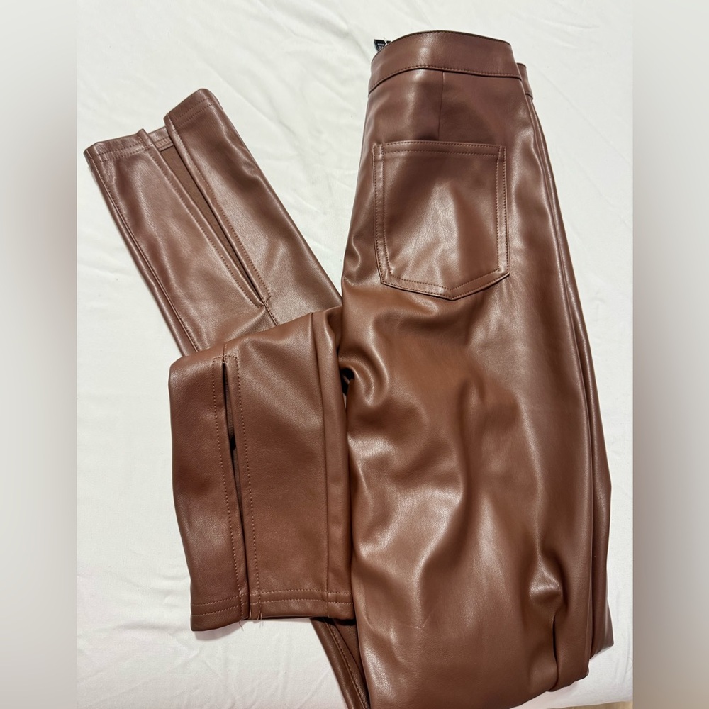 Forever 21 Tan Faux Leather Pants